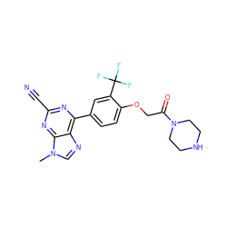 Cn1cnc2c(-c3ccc(OCC(=O)N4CCNCC4)c(C(F)(F)F)c3)nc(C#N)nc21 ZINC001772620989