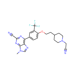 Cn1cnc2c(-c3ccc(OCCC4CCN(CC#N)CC4)c(C(F)(F)F)c3)nc(C#N)nc21 ZINC001772652848