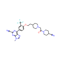 Cn1cnc2c(-c3ccc(OCCC4CCN(CC(=O)N5CCC(C#N)CC5)CC4)c(C(F)(F)F)c3)nc(C#N)nc21 ZINC001772575125