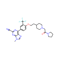 Cn1cnc2c(-c3ccc(OCCC4CCN(CC(=O)N5CCCC5)CC4)c(C(F)(F)F)c3)nc(C#N)nc21 ZINC001772645402