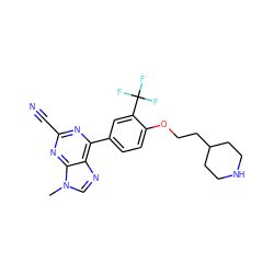 Cn1cnc2c(-c3ccc(OCCC4CCNCC4)c(C(F)(F)F)c3)nc(C#N)nc21 ZINC001772644114