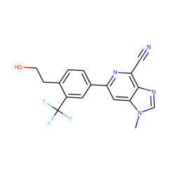 Cn1cnc2c(C#N)nc(-c3ccc(CCO)c(C(F)(F)F)c3)cc21 ZINC000058538034