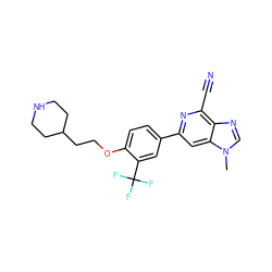 Cn1cnc2c(C#N)nc(-c3ccc(OCCC4CCNCC4)c(C(F)(F)F)c3)cc21 ZINC000058541061