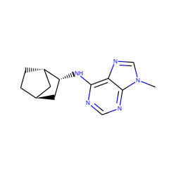 Cn1cnc2c(N[C@@H]3C[C@H]4CC[C@H]3C4)ncnc21 ZINC000137302131