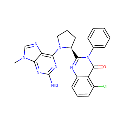 Cn1cnc2c(N3CCC[C@H]3c3nc4cccc(Cl)c4c(=O)n3-c3ccccc3)nc(N)nc21 ZINC000221031998