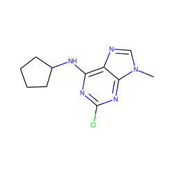 Cn1cnc2c(NC3CCCC3)nc(Cl)nc21 ZINC000013824427