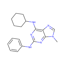 Cn1cnc2c(NC3CCCCC3)nc(Nc3ccccc3)nc21 ZINC000013648488