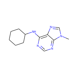 Cn1cnc2c(NC3CCCCC3)ncnc21 ZINC000013824402