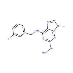 Cn1cnc2c(NCc3cccc(I)c3)nc(NN)nc21 ZINC000012405861