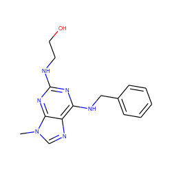 Cn1cnc2c(NCc3ccccc3)nc(NCCO)nc21 ZINC000001641925