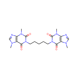 Cn1cnc2c1c(=O)n(CCCCCn1c(=O)c3c(ncn3C)n(C)c1=O)c(=O)n2C ZINC000034603663