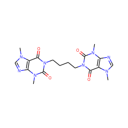 Cn1cnc2c1c(=O)n(CCCCn1c(=O)c3c(ncn3C)n(C)c1=O)c(=O)n2C ZINC000034603662