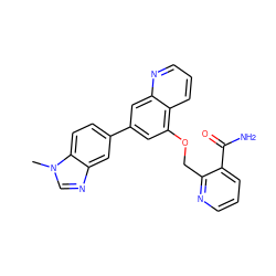 Cn1cnc2cc(-c3cc(OCc4ncccc4C(N)=O)c4cccnc4c3)ccc21 ZINC000147825555