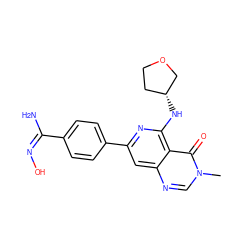 Cn1cnc2cc(-c3ccc(/C(N)=N\O)cc3)nc(N[C@@H]3CCOC3)c2c1=O ZINC000115626592