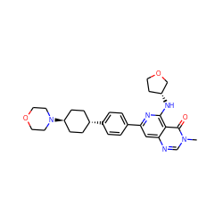 Cn1cnc2cc(-c3ccc([C@H]4CC[C@H](N5CCOCC5)CC4)cc3)nc(N[C@@H]3CCOC3)c2c1=O ZINC000261191410