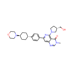 Cn1cnc2cc(-c3ccc([C@H]4CC[C@H](N5CCOCC5)CC4)cc3)nc(N3CC[C@H](CO)C3)c2c1=O ZINC000261089885