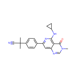 Cn1cnc2cc(-c3ccc(C(C)(C)C#N)cc3)nc(NC3CC3)c2c1=O ZINC000115625084