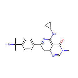 Cn1cnc2cc(-c3ccc(C(C)(C)N)cc3)nc(NC3CC3)c2c1=O ZINC000115622151