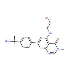 Cn1cnc2cc(-c3ccc(C(C)(C)N)cc3)nc(NCCO)c2c1=O ZINC000115622562