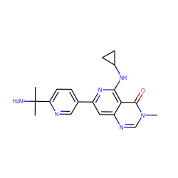 Cn1cnc2cc(-c3ccc(C(C)(C)N)nc3)nc(NC3CC3)c2c1=O ZINC000115624456