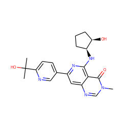 Cn1cnc2cc(-c3ccc(C(C)(C)O)nc3)nc(N[C@H]3CCC[C@H]3O)c2c1=O ZINC000144799230