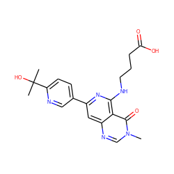 Cn1cnc2cc(-c3ccc(C(C)(C)O)nc3)nc(NCCCC(=O)O)c2c1=O ZINC000115624710