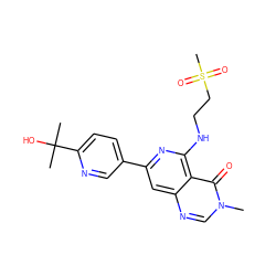 Cn1cnc2cc(-c3ccc(C(C)(C)O)nc3)nc(NCCS(C)(=O)=O)c2c1=O ZINC000115626383