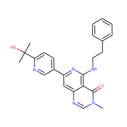 Cn1cnc2cc(-c3ccc(C(C)(C)O)nc3)nc(NCCc3ccccc3)c2c1=O ZINC000115625710