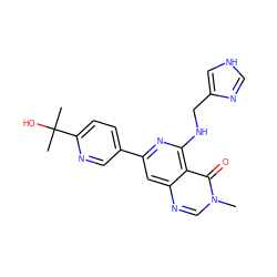 Cn1cnc2cc(-c3ccc(C(C)(C)O)nc3)nc(NCc3c[nH]cn3)c2c1=O ZINC000115625395