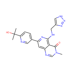 Cn1cnc2cc(-c3ccc(C(C)(C)O)nc3)nc(NCc3c[nH]nn3)c2c1=O ZINC000143220977