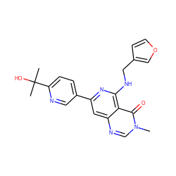 Cn1cnc2cc(-c3ccc(C(C)(C)O)nc3)nc(NCc3ccoc3)c2c1=O ZINC000115624980