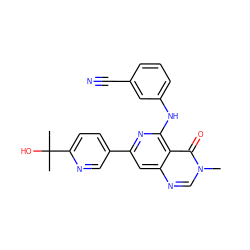 Cn1cnc2cc(-c3ccc(C(C)(C)O)nc3)nc(Nc3cccc(C#N)c3)c2c1=O ZINC000115624025