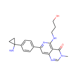 Cn1cnc2cc(-c3ccc(C4(N)CC4)cc3)nc(NCCCO)c2c1=O ZINC000115625662