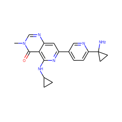 Cn1cnc2cc(-c3ccc(C4(N)CC4)nc3)nc(NC3CC3)c2c1=O ZINC000115627024