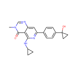 Cn1cnc2cc(-c3ccc(C4(O)CC4)cc3)nc(NC3CC3)c2c1=O ZINC000115625305