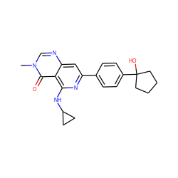 Cn1cnc2cc(-c3ccc(C4(O)CCCC4)cc3)nc(NC3CC3)c2c1=O ZINC000115626178