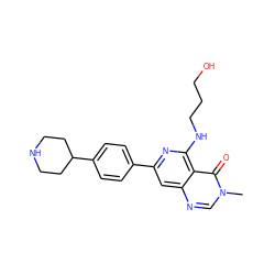 Cn1cnc2cc(-c3ccc(C4CCNCC4)cc3)nc(NCCCO)c2c1=O ZINC000115626066