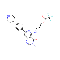 Cn1cnc2cc(-c3ccc(C4CCNCC4)cc3)nc(NCCCOC(=O)C(F)(F)F)c2c1=O ZINC000115626698