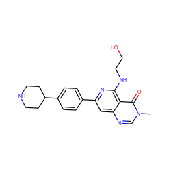 Cn1cnc2cc(-c3ccc(C4CCNCC4)cc3)nc(NCCO)c2c1=O ZINC000143363979