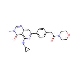 Cn1cnc2cc(-c3ccc(CC(=O)N4CCOCC4)cc3)nc(NC3CC3)c2c1=O ZINC000115621915