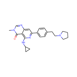 Cn1cnc2cc(-c3ccc(CCN4CCCC4)cc3)nc(NC3CC3)c2c1=O ZINC000115622728