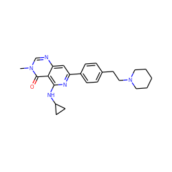 Cn1cnc2cc(-c3ccc(CCN4CCCCC4)cc3)nc(NC3CC3)c2c1=O ZINC000115624476