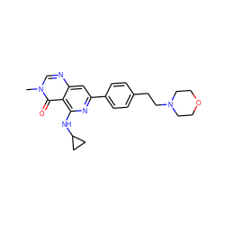 Cn1cnc2cc(-c3ccc(CCN4CCOCC4)cc3)nc(NC3CC3)c2c1=O ZINC000115622169