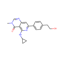 Cn1cnc2cc(-c3ccc(CCO)cc3)nc(NC3CC3)c2c1=O ZINC000115626633