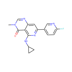 Cn1cnc2cc(-c3ccc(F)nc3)nc(NC3CC3)c2c1=O ZINC000115624327