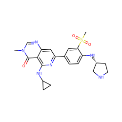 Cn1cnc2cc(-c3ccc(N[C@@H]4CCNC4)c(S(C)(=O)=O)c3)nc(NC3CC3)c2c1=O ZINC000115625491