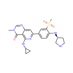 Cn1cnc2cc(-c3ccc(N[C@H]4CCNC4)c(S(C)(=O)=O)c3)nc(NC3CC3)c2c1=O ZINC000115624076