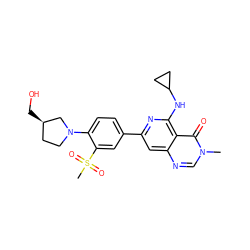 Cn1cnc2cc(-c3ccc(N4CC[C@@H](CO)C4)c(S(C)(=O)=O)c3)nc(NC3CC3)c2c1=O ZINC000115624031