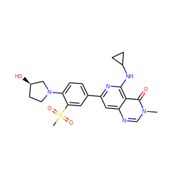 Cn1cnc2cc(-c3ccc(N4CC[C@@H](O)C4)c(S(C)(=O)=O)c3)nc(NC3CC3)c2c1=O ZINC000115624745