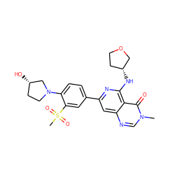 Cn1cnc2cc(-c3ccc(N4CC[C@H](O)C4)c(S(C)(=O)=O)c3)nc(N[C@@H]3CCOC3)c2c1=O ZINC000115624535